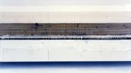 Untitled, 1998, oil, varnish, matte finish and window sealing on canvas, 170 x 300 cm